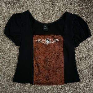 The Nightmare Before Christmas Jack Skellington Black and Orange Crop Top